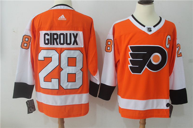 Men Philadelphia Flyers 28 Giroux Orange Hockey Stitched Adidas NHL Jerseys